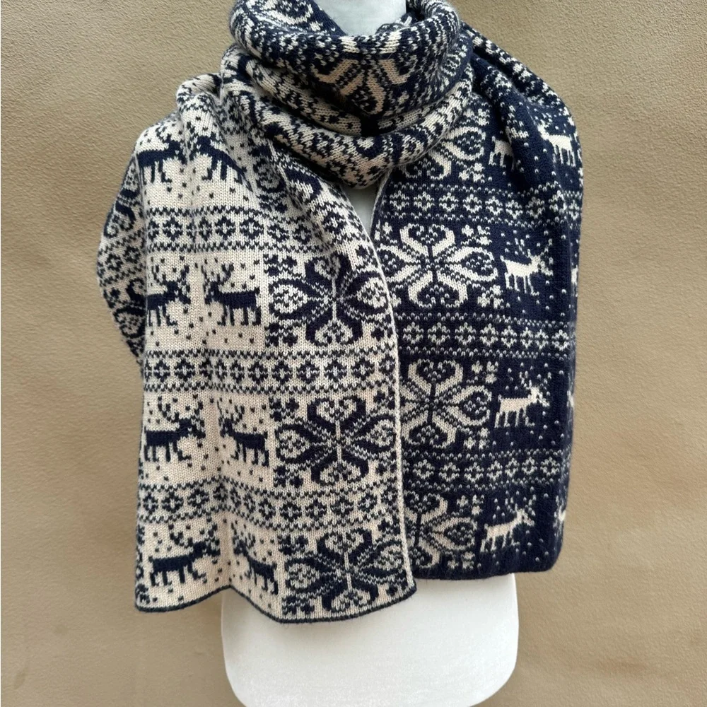 FAIR ISLE CHUNKY knitted reversible large scarf STUNNING!mint cond price firm